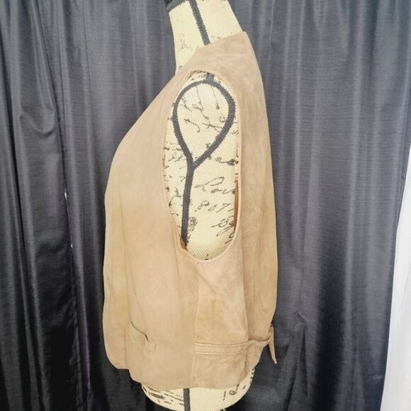 Vintage El Cuero de Cabra Tan Suede Leather Open Front Vest - Picture 3 of 10